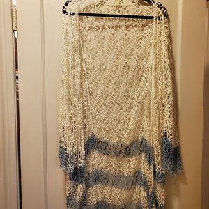 Blue/White Knit Kimono